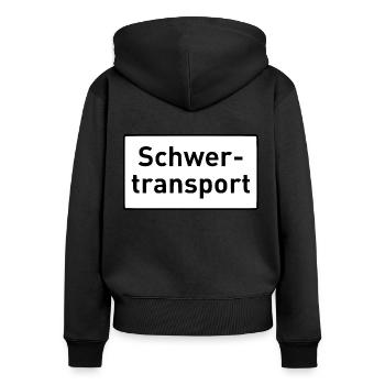 Schwertransportschild Schwertransport BF3 BF4 - Frauen Premium Bio Zip Hoodie - Schwarz - Hinten - Julia (174cm)
