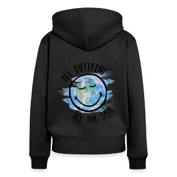 All Different All the Same Smileyworld black - Women's Premium Organic Zip Hoodie - black - Back - Julia (174cm)