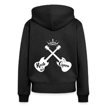 Rock 'n' Roll Queen - Frauen Premium Bio Zip Hoodie - Schwarz - Hinten - Julia (174cm)