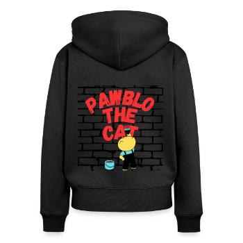 PAWBLO LE CHAT - Sweat à capuche zippé Premium bio Femme - noir - Dos - Julia (174cm)