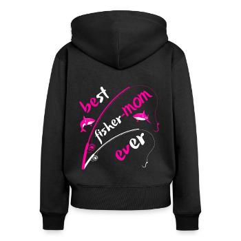 Meilleure pêcheuse de tous les temps - Sweat à capuche zippé Premium bio Femme - noir - Dos - Julia (174cm)
