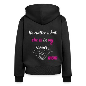Die Liebe der Mutter - Frauen Premium Bio Zip Hoodie - Schwarz - Hinten - Julia (174cm)