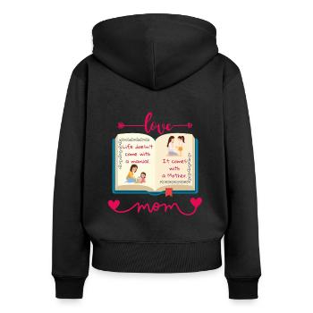 L’amour de maman - Sweat à capuche zippé Premium bio Femme - noir - Dos - Julia (174cm)