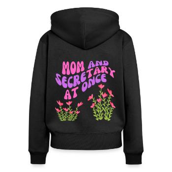 Mama und Sekretärin - Frauen Premium Bio Zip Hoodie - Schwarz - Hinten - Julia (174cm)