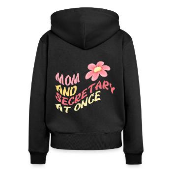 Mama und Sekretärin zugleich - Frauen Premium Bio Zip Hoodie - Schwarz - Hinten - Julia (174cm)