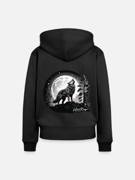Vollmond - Frauen Premium Bio Zip Hoodie - Schwarz