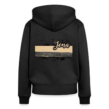 Jena - Frauen Premium Bio Zip Hoodie - Schwarz - Hinten - Julia (174cm)