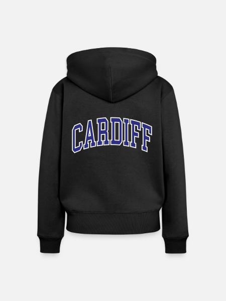 Cardiff - Frauen Premium Bio Zip Hoodie - Schwarz