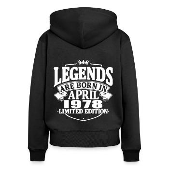 45 Jahre alt - 45. Geburtstag - April 1978 - Frauen Premium Bio Zip Hoodie - Schwarz - Hinten - Julia (174cm)