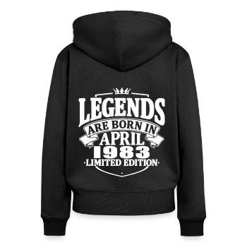 40 years old - 40th birthday - April 1983 - Women's Premium Organic Zip Hoodie - black - Back - Julia (174cm)