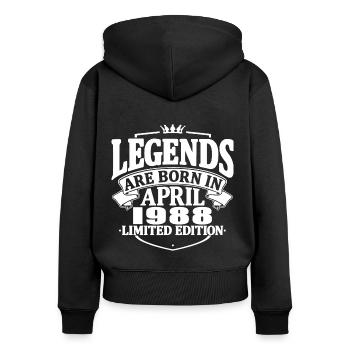 35 Jahre alt - 35. Geburtstag - April 1988 - Frauen Premium Bio Zip Hoodie - Schwarz - Hinten - Julia (174cm)