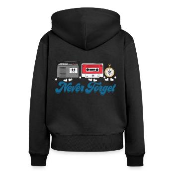 Vergessen Sie nie Kassette VHS Diskette 90er Jahre - Frauen Premium Bio Zip Hoodie - Schwarz - Hinten - Julia (174cm)