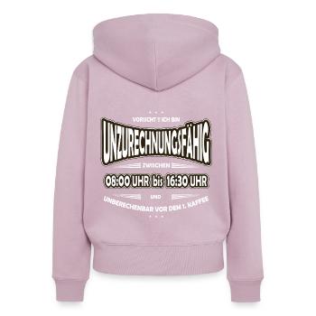 Unzurechnungsfähig Büro, Arbeit, Morgenmuffel - Frauen Premium Bio Zip Hoodie - Altrosa - Hinten - Julia (174cm)
