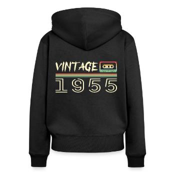 1955 Original 1955 Rétro Cadeau Anniversaire 1955 - Sweat à capuche zippé Premium bio Femme - noir - Dos - Julia (174cm)