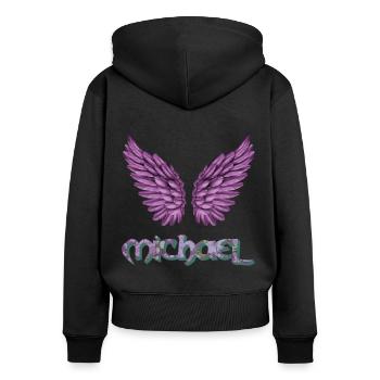 erzengel michael e 230 - Frauen Premium Bio Zip Hoodie - Schwarz - Hinten - Julia (174cm)