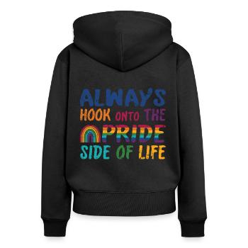 Accrochez-vous toujours au côté fierté de la vie - Sweat à capuche zippé Premium bio Femme - noir - Dos - Julia (174cm)