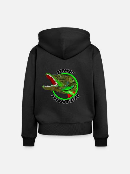 Hechtjäger - Frauen Premium Bio Zip Hoodie - Schwarz
