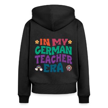 À l’époque de mon professeur d’allemand - Sweat à capuche zippé Premium bio Femme - noir - Dos - Julia (174cm)