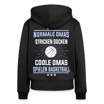 Basketball Oma T-Shirt für die Basketballerin - Frauen Premium Bio Zip Hoodie - Schwarz - Hinten - Julia (174cm)