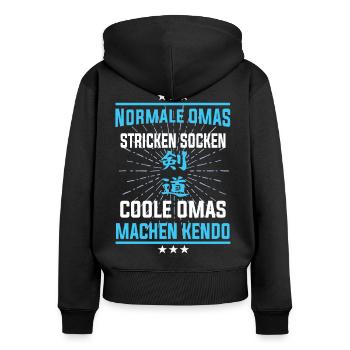Coole Omas machen Kendo T-Shirt - Frauen Premium Bio Zip Hoodie - Schwarz - Hinten - Julia (174cm)