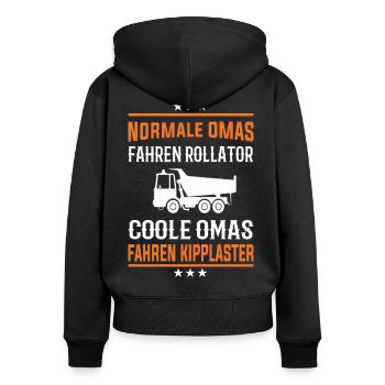 Coole Omas fahren Kipplaster Design - Frauen Premium Bio Zip Hoodie - Schwarz - Hinten - Julia (174cm)