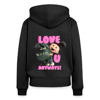 Minions Agnes Mit Kyle Love U Anyways! - Frauen Premium Bio Zip Hoodie - Schwarz - Hinten - Julia (174cm)