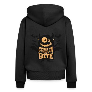 Come for a Vampire Bite Halloween Humor - Women's Premium Organic Zip Hoodie - black - Back - Julia (174cm)