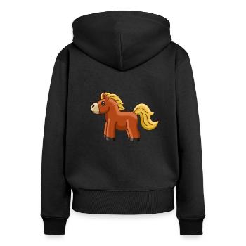 Gentil petit cheval - Sweat à capuche zippé Premium bio Femme - noir - Dos - Julia (174cm)