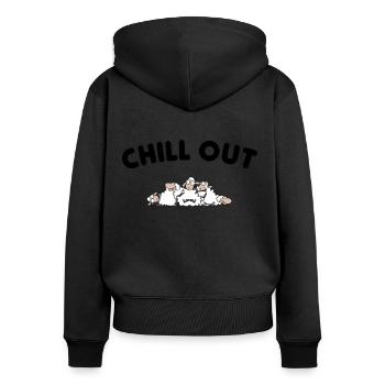 Chill Out Sheep - Sweat à capuche zippé Premium bio Femme - noir - Dos - Julia (174cm)