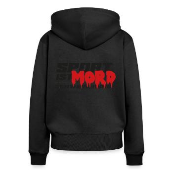 Sport ist Mord - Frauen Premium Bio Zip Hoodie - Schwarz - Hinten - Julia (174cm)