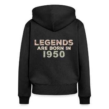 Légendes des années 1950 Vintage rétro anniversaire Original - Sweat à capuche zippé Premium bio Femme - noir - Dos - Julia (174cm)