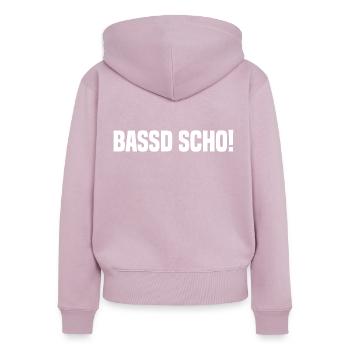 Bassd Scho! Bayern Deutschland Passt Schon Bayer - Frauen Premium Bio Zip Hoodie - Altrosa - Hinten - Julia (174cm)