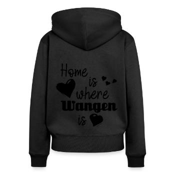 Zuhause in Wangen - Home is where Wangen is - Frauen Premium Bio Zip Hoodie - Schwarz - Hinten - Julia (174cm)