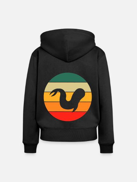 Retro Beluga Wal - Frauen Premium Bio Zip Hoodie - Schwarz