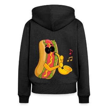 Saxophonist Saxophone Wurst Music Musician - Women's Premium Organic Zip Hoodie - black - Back - Julia (174cm)