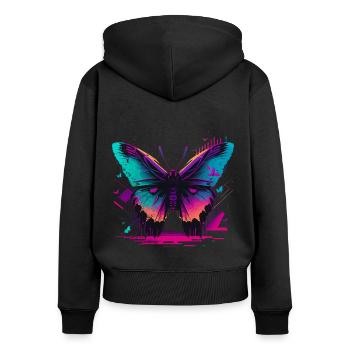 Ästhetische Metamorphose - Frauen Premium Bio Zip Hoodie - Schwarz - Hinten - Julia (174cm)