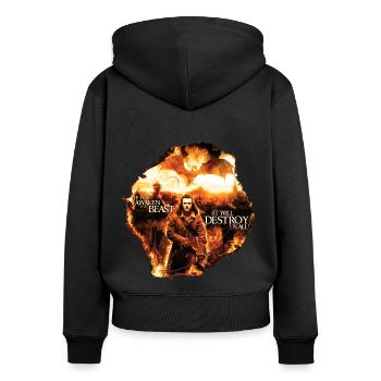 Der Hobbit Brennendes Esgaroth Mit Bard Und Smaug - Frauen Premium Bio Zip Hoodie - Schwarz - Hinten - Julia (174cm)