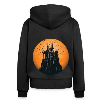 Creepy Castle & Spooky Moon Halloween Costume Cadeau - Sweat à capuche zippé Premium bio Femme - noir - Dos - Julia (174cm)