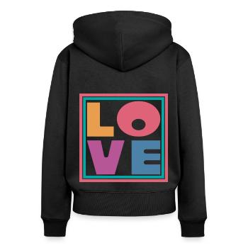 Cool Colorful Love Square Gift Men Women & Kids - Women's Premium Organic Zip Hoodie - black - Back - Julia (174cm)