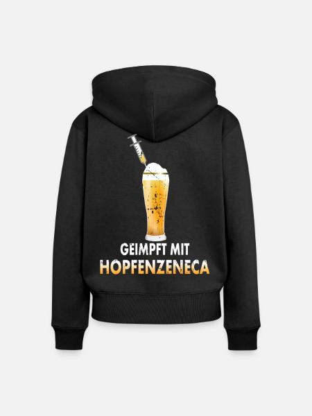 Geimpft mit Hopfenzeneca - Frauen Premium Bio Zip Hoodie - Schwarz