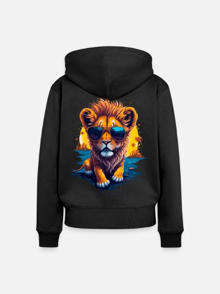 Niedlicher Babylöwe - Frauen Premium Bio Zip Hoodie - Schwarz