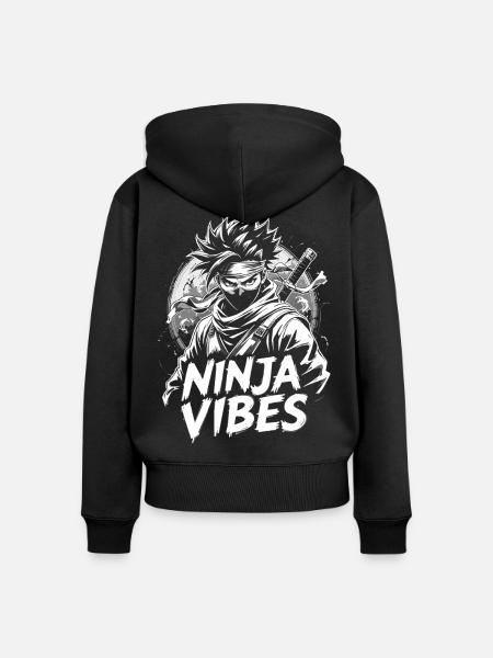 Ninja Vibes T-shirt Design - Frauen Premium Bio Zip Hoodie - Schwarz