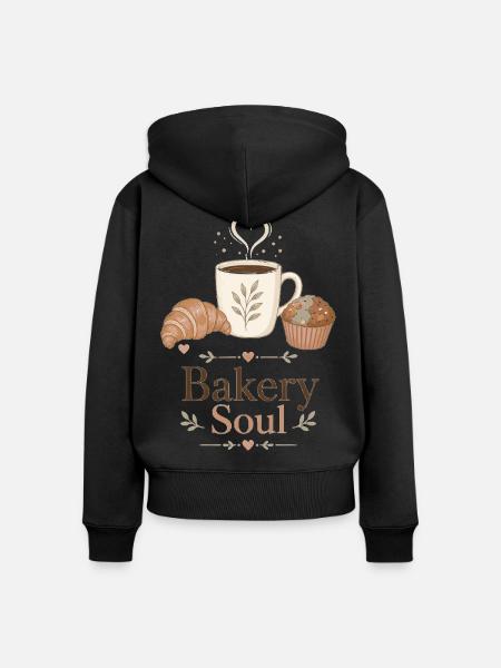 Bakery Soul Kaffee Kunst - Frauen Premium Bio Zip Hoodie - Schwarz