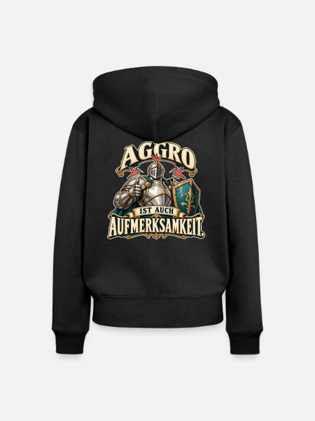Aggro Aufmerksamkeit - Frauen Premium Bio Zip Hoodie - Schwarz