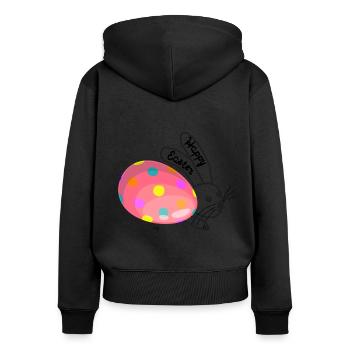 Easter Bunny - Frauen Premium Bio Zip Hoodie - Schwarz - Hinten - Julia (174cm)