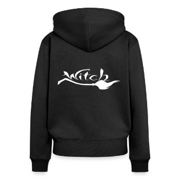 lustiges Hexen Shirt " witch " Hexe Walpurgisnacht - Frauen Premium Bio Zip Hoodie - Schwarz - Hinten - Julia (174cm)
