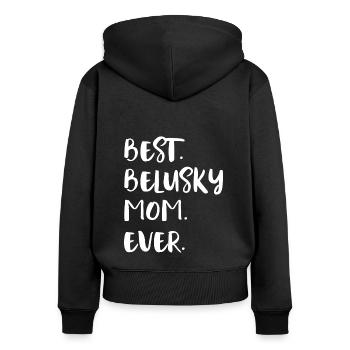 Belusky Mom - Women's Premium Organic Zip Hoodie - black - Back - Julia (174cm)