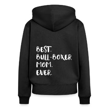 Maman Bull-Boxer - Sweat à capuche zippé Premium bio Femme - noir - Dos - Julia (174cm)