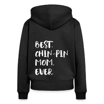 Chin-Pin Mom - Women's Premium Organic Zip Hoodie - black - Back - Julia (174cm)