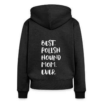 Polish Hound Mom - Frauen Premium Bio Zip Hoodie - Schwarz - Hinten - Julia (174cm)